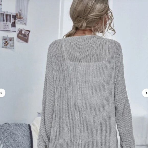 Shein Grey Open Front Batwing Sleeve Cardigan - Picture 3 of 7